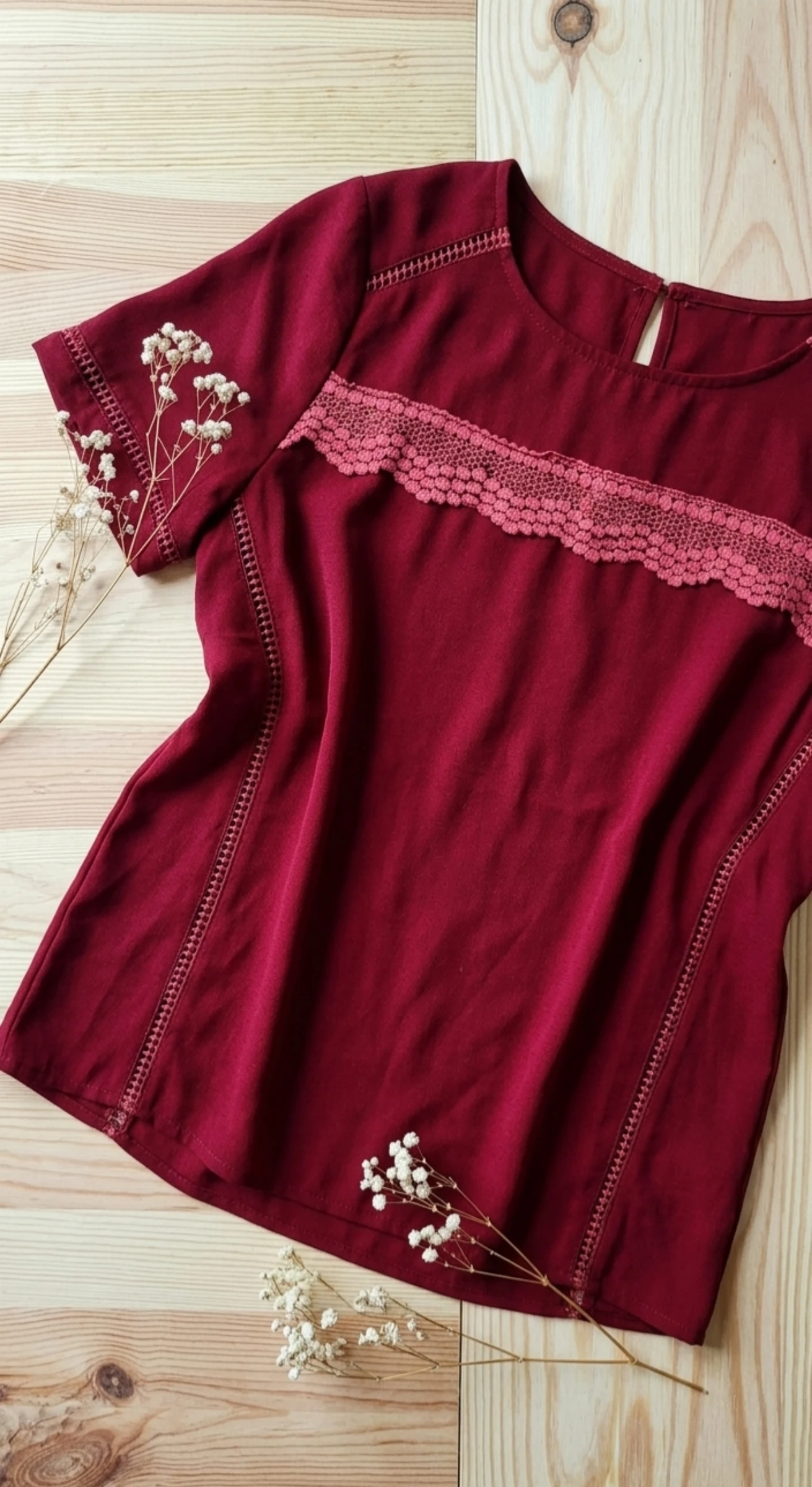 🤎 Blouse bohème bordeaux – boutique indépendante – taille L – neuve